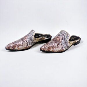 Shellys London Cantara Tapestry Mules Floral Tan Gray US 7.5 EU 38 #661
